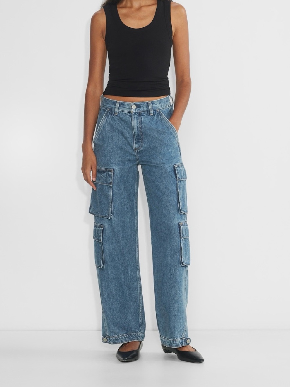 Denim Forum 26 Millie High Rise Cargo Wide-Leg 90s Jeans Women’s Japanese Denim